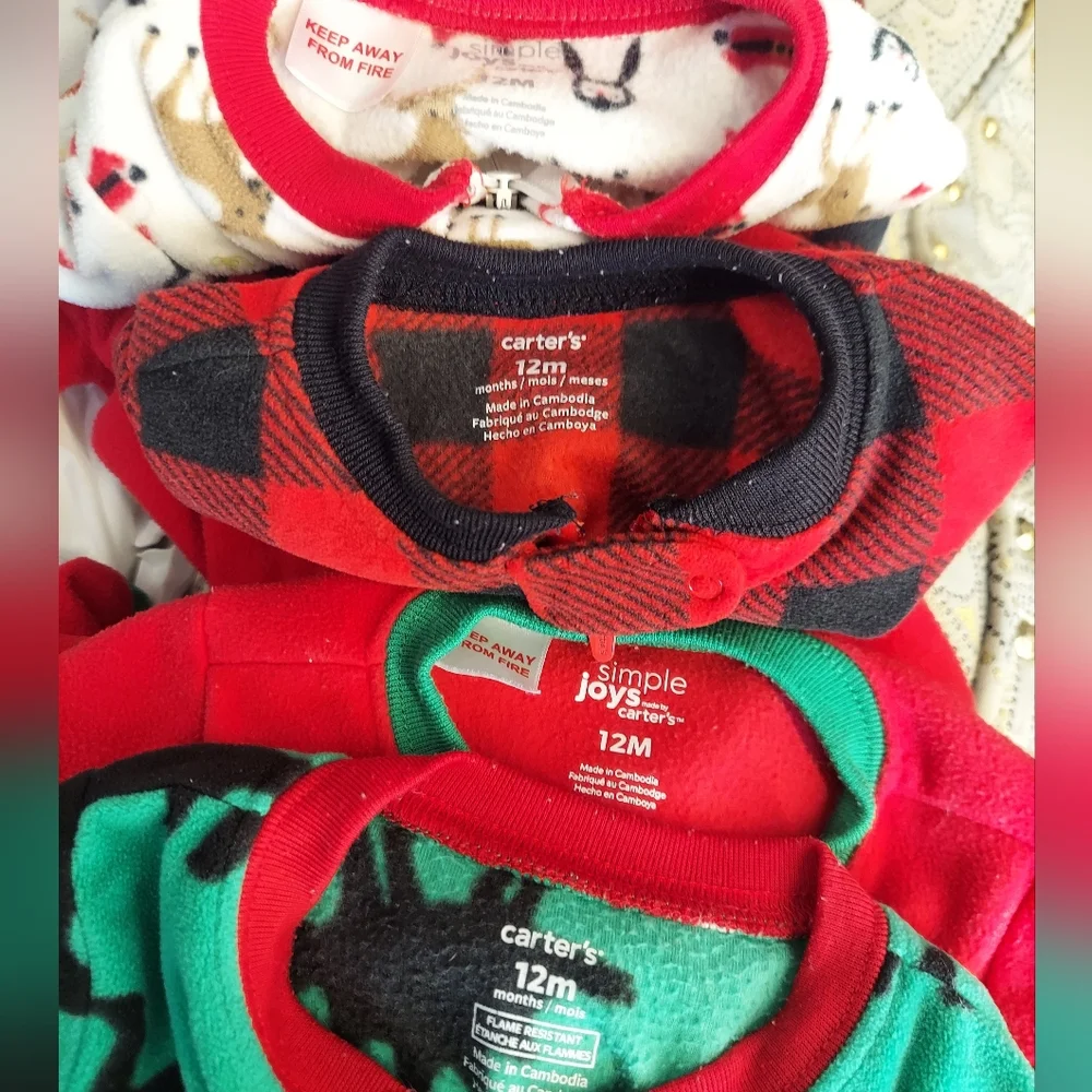 4 Carter's Christmas sleepers,  12 months